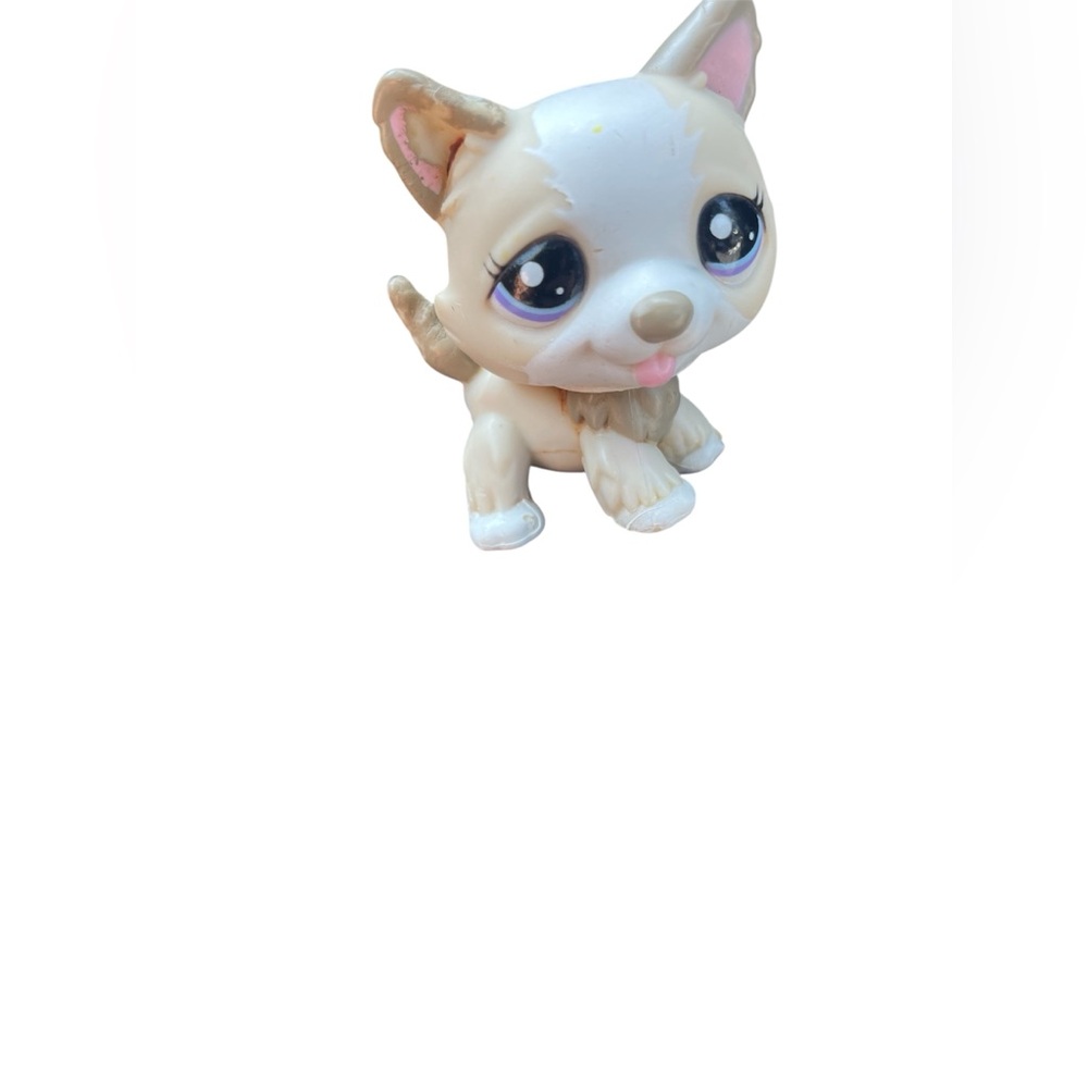 Authentic Littlest Pet Shop LPS #1817 Siberian HUSKY Cream White Dog Purple Eyes